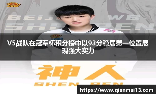 V5战队在冠军杯积分榜中以93分稳居第一位置展现强大实力